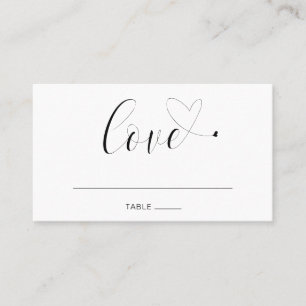 Carte De Placement Amour Noir et Blanc Élégant Mariage Moderne Mignon