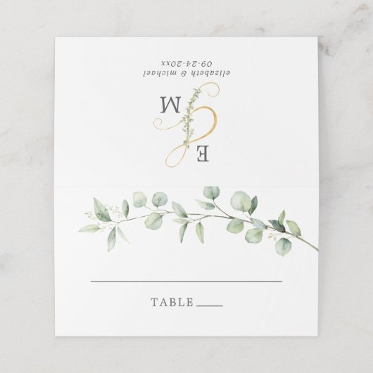 Carte De Placement Ampersand Mariage simple Eucalyptus (Extérieur déplié)