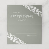 Carte De Placement Amusant Sage Vert Visage Effrayant Floral Mariage (Extérieur déplié)