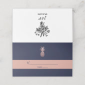 Carte De Placement Ananas rose or do-it-yourself bleu marine (Extérieur déplié)