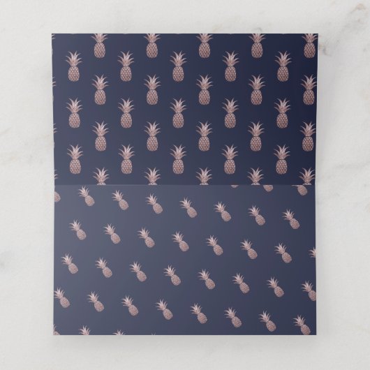 Carte De Placement Ananas rose or do-it-yourself bleu marine (Intérieur déplié)