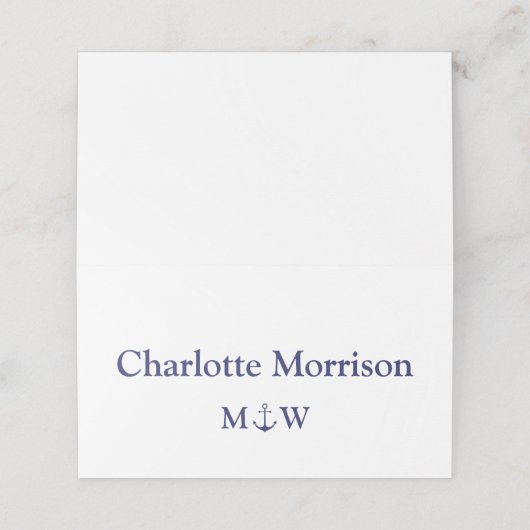 Carte De Placement Ancrage nautique bleu marine blanc coutume Mariage (Extérieur déplié)