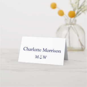 Carte De Placement Ancrage nautique bleu marine blanc coutume Mariage
