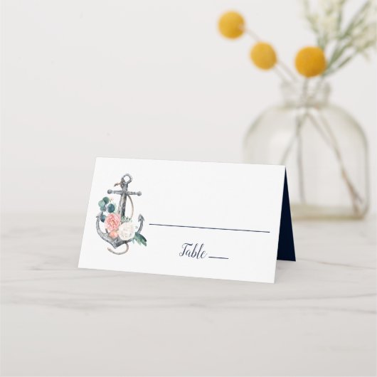 Carte De Placement Ancre florale | Mariage d'été (Devant)
