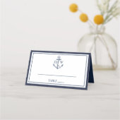Carte De Placement Ancre marine blanche Monogramme Mariage (Devant)