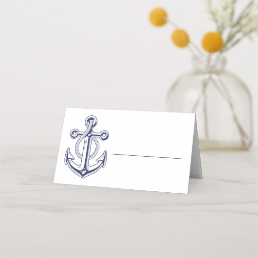 Carte De Placement Ancre Marine Océan Bleu Marine Mariage nautique (Devant)