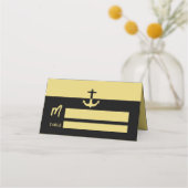 Carte De Placement Ancre nautique - Black Gold - Mariage plage (Devant)