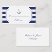Carte De Placement Ancre nautique   Bleu Mariage (Devant / Derrière)