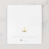 Carte De Placement Ancre Nautique Faux Gold Foil | Mariage Océan (Extérieur déplié)