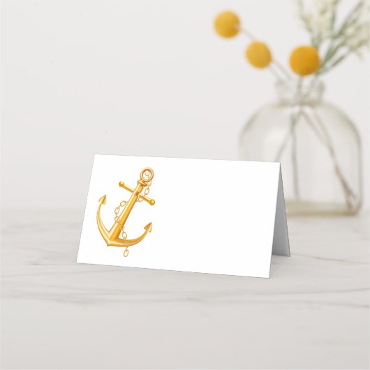 Carte De Placement Ancre nautique Gold Mariage Plage Élégant été (Devant)