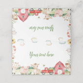 Carte De Placement Animaux de ferme Barnyard fête d'anniversaire tent (Extérieur déplié)