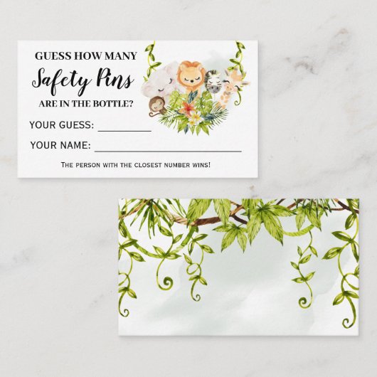 Carte De Placement Animaux de la Jungle Combien de poupées de sécurit (Devant / Derrière)