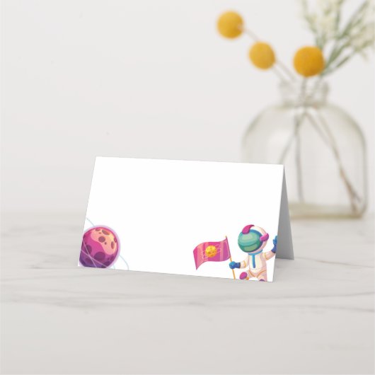 Carte De Placement Anniversaire du garçon - Espace extra-atmosphériqu (Devant)