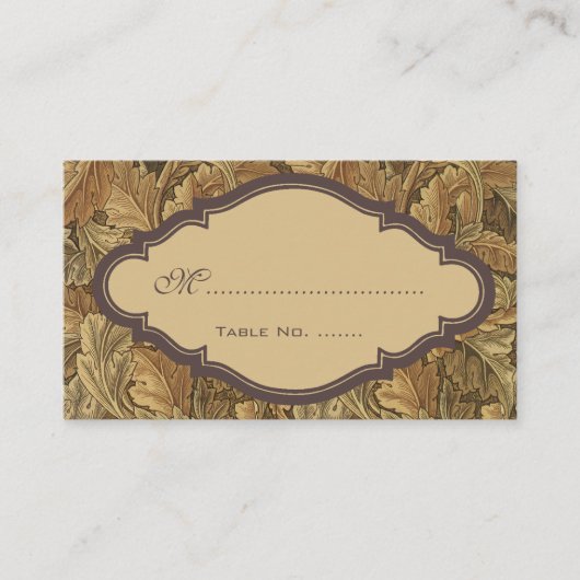 Carte De Placement Antique Victorian Chaud automne Feuilles Mariage (Devant)