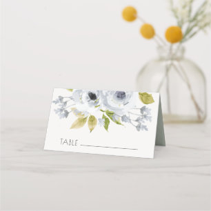CARTE DE PLACEMENT AQUA ROMANTIQUE DOUX COULEUR D'EAU BLEU FLORALE