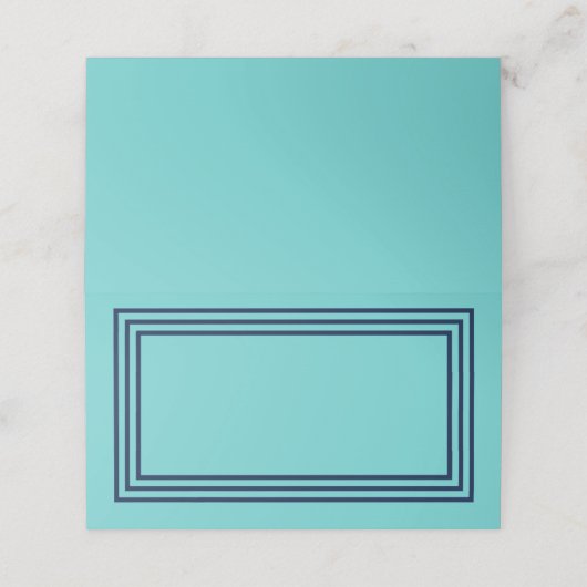 Carte De Placement Aqua Turquoise avec trois bordures bleu marine (Extérieur déplié)