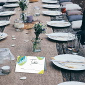 Carte De Placement Aquarelle Abstraite bleu Jaune Art Mariage unique