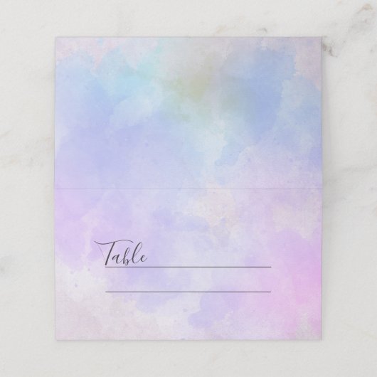 Carte De Placement Aquarelle Abstraite bleu violet élégant (Extérieur déplié)