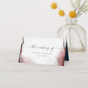 Carte De Placement Aquarelle Abstraite moderne Bourgogne et Mariage d