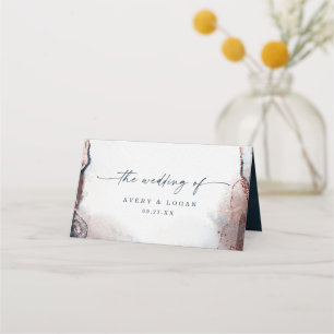 Carte De Placement Aquarelle Abstraite moderne Mariage bleu clair de