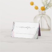 Carte De Placement Aquarelle Abstraite moderne violet et Mariage vert (Devant)