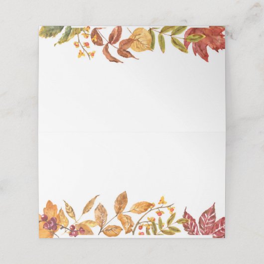 Carte De Placement Aquarelle Automne Feuilles Siège Mariage de automn (Extérieur déplié)