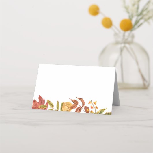 Carte De Placement Aquarelle Automne Feuilles Siège Mariage de automn (Dos)