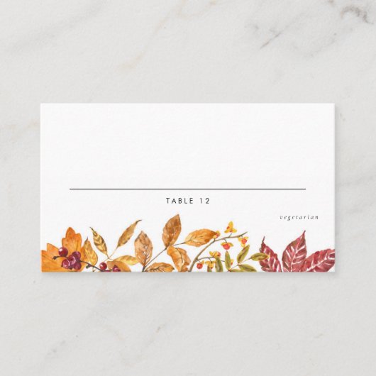 Carte De Placement Aquarelle Automne quitte le choix de repas Mariage (Devant)