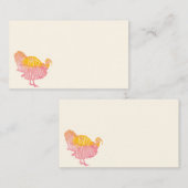 Carte De Placement Aquarelle Automne Thankgiving Turquie (Devant / Derrière)