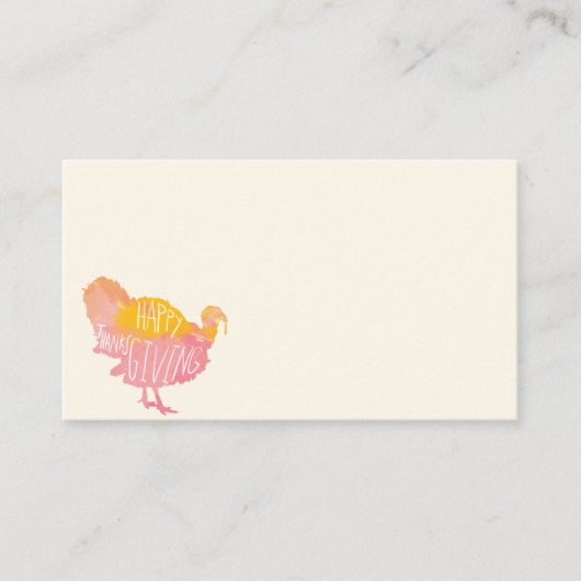 Carte De Placement Aquarelle Automne Thankgiving Turquie (Devant)