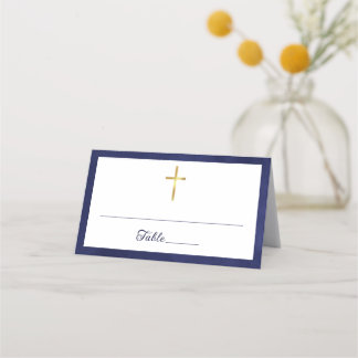 Carte De Placement Aquarelle Baptême Royal Bleu