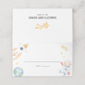 Carte De Placement Aquarelle Bébé Astronaut Espace Baby shower à thèm (Extérieur déplié)