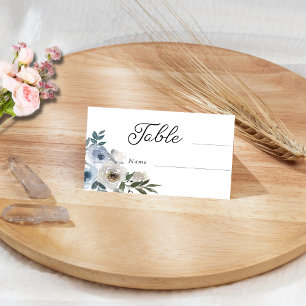 Carte De Placement Aquarelle bleu-duché minimaliste Mariage floral