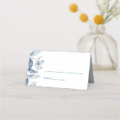 Carte De Placement Aquarelle bleu Dusty Mariage Floral (Devant)