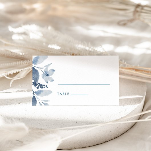 Carte De Placement Aquarelle bleu Dusty Mariage Floral