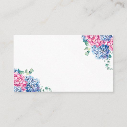 Carte De Placement Aquarelle bleu et PInk Mariage Hydrangea (Devant)