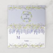Carte De Placement Aquarelle bleu et violet Mariage floral (Extérieur déplié)