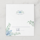 Carte De Placement Aquarelle Bleu Floral Floroms Mariage Table (Extérieur déplié)