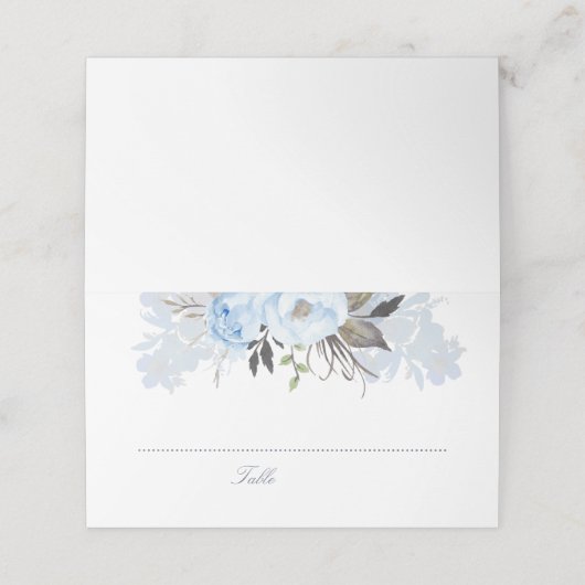 Carte De Placement Aquarelle bleu foncé Fleurs Élégantes Romantiques (Extérieur déplié)