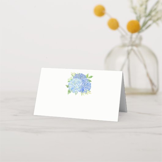 Carte De Placement Aquarelle bleu Hydrangea Floral (Devant)