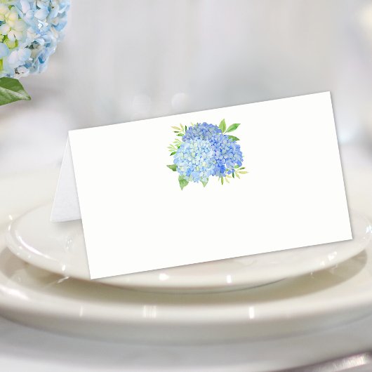 Carte De Placement Aquarelle bleu Hydrangea Floral