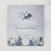 Carte De Placement Aquarelle bleu poussiéreux Floral (Extérieur déplié)