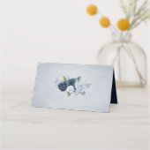 Carte De Placement Aquarelle bleu poussiéreux Floral (Dos)
