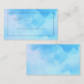 Carte De Placement Aquarelle Bleu Sérénité (Devant / Derrière)