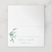 Carte De Placement Aquarelle bleu vert Feuille Mariage (Extérieur déplié)