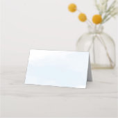 Carte De Placement Aquarelle Bleue Avec Baptême Croix Or (Dos)