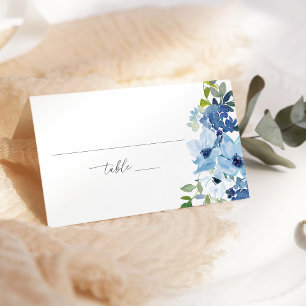 Carte De Placement Aquarelle Bleue Clair Chic Mariage Floral Liner