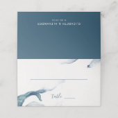 Carte De Placement Aquarelle bleue romantique mariage contemporain (Extérieur déplié)