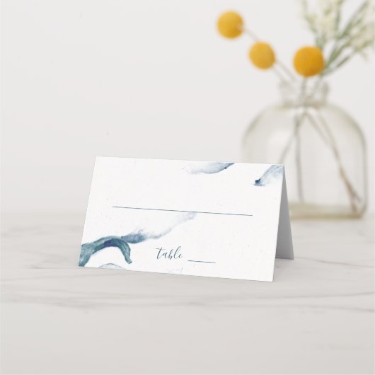 Carte De Placement Aquarelle bleue romantique mariage contemporain (Devant)