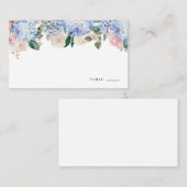 Carte De Placement Aquarelle Blue Hydrangea et rose Roses Floral (Devant / Derrière)